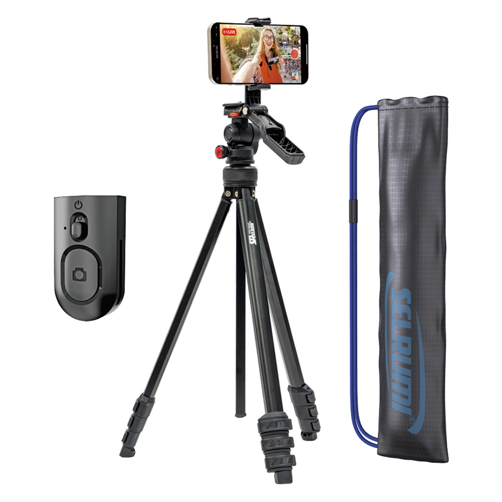 셀루미 히든 그립 핸들 in 블루투스 리모컨 컨버젼 스마트폰 삼각대 164cm, 매트블랙, 1개, SEL-TRE1640 43,900원