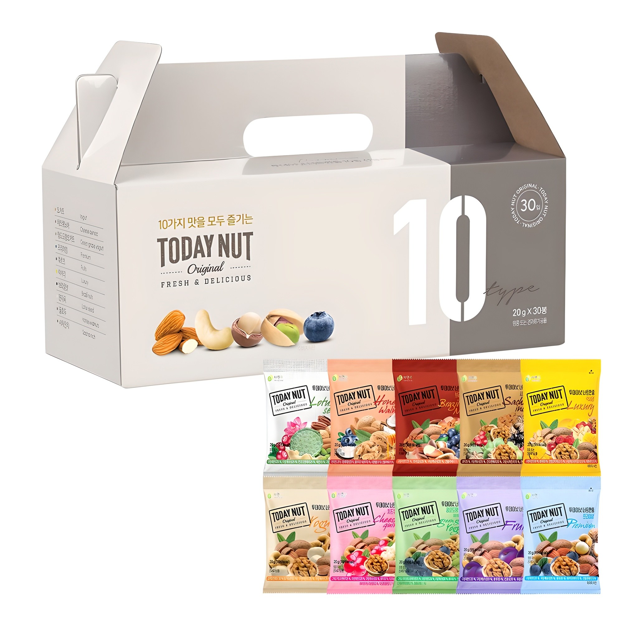 투데이넛 너트한줌 10종 30입 견과 선물세트 600g 21,400원