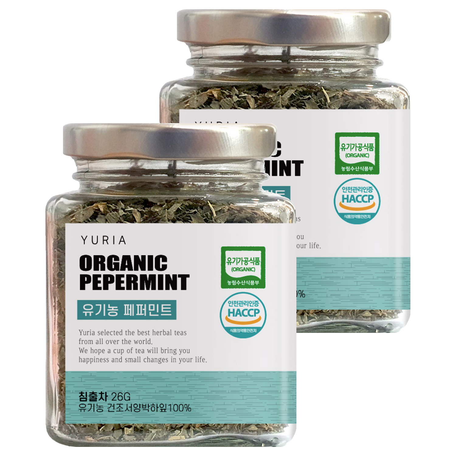유리아 유기농 유리병 컬렉션 페퍼민트 차, 26g, 1개입, 2개 21,240원