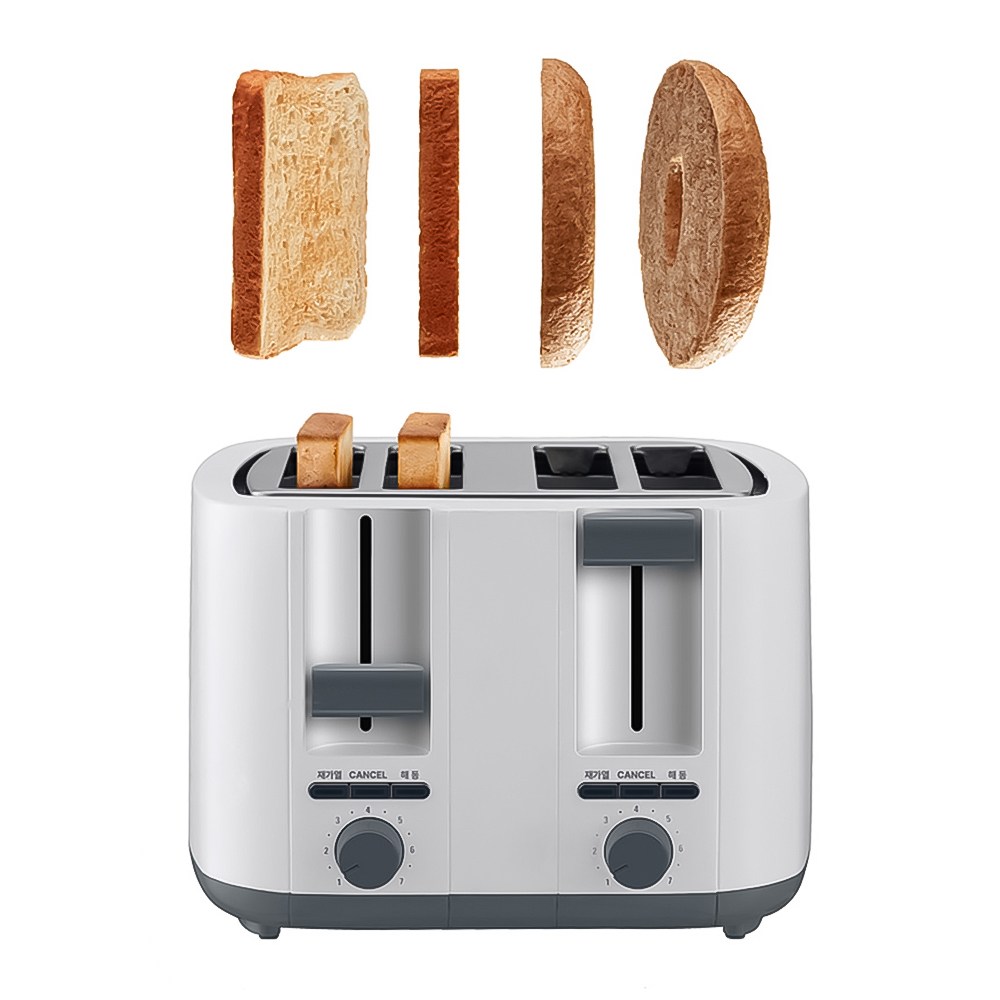 4장을 한번에 4구토스터기 식빵 바게트 베이글 토스트기 보호캡 옵션 6단계 굽기조절, 토스터기 35,650원