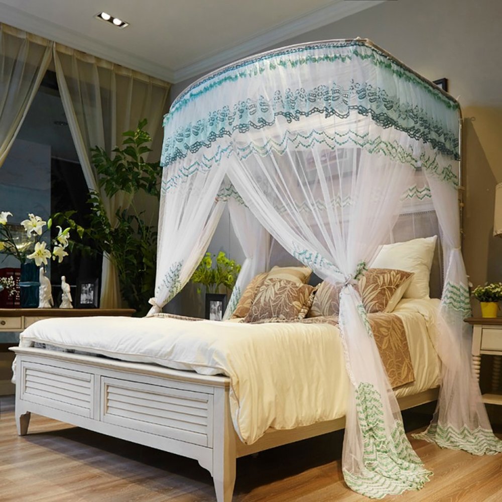 캐노피 모기장 침대용 퀸사이즈 그린 레이스 공주 스타일 359,280원