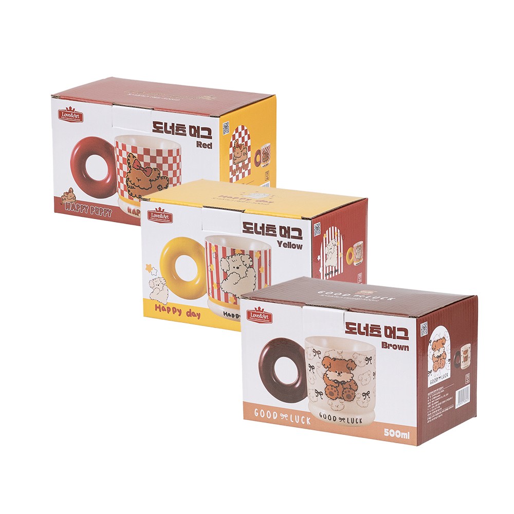 비스토어 도너츠 머그잔 도자기 티 머그 컵, 1개, 브라운 10,000원