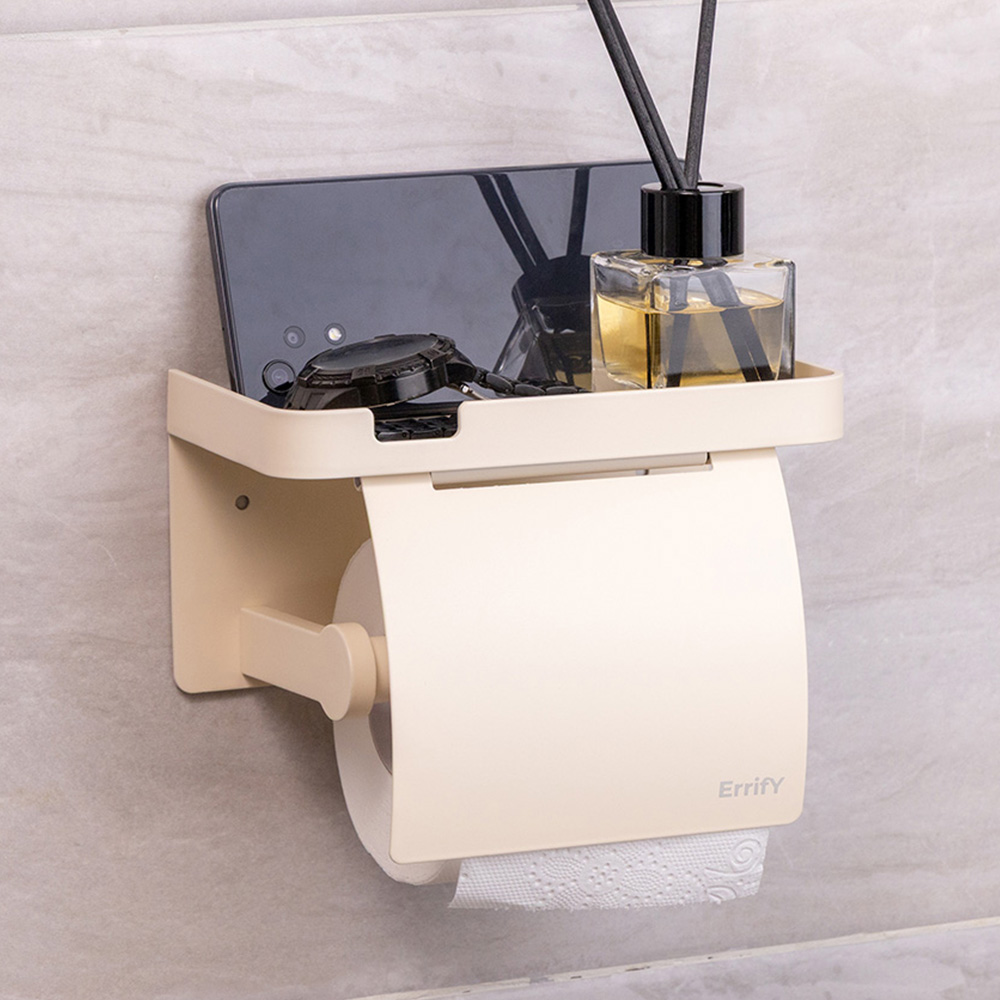 ErrifY 무타공 접착식 선반형 휴지걸이, 1개, 베이지싱글커버형 17,600원