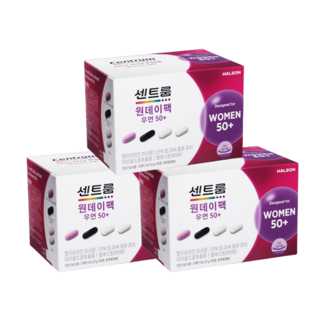 여성 원데이팩 멀티비타민 50대 이상 (22종 비타민 미네랄+rTG오메가3+루테인+MSM) 30개입, 3개 245,700원