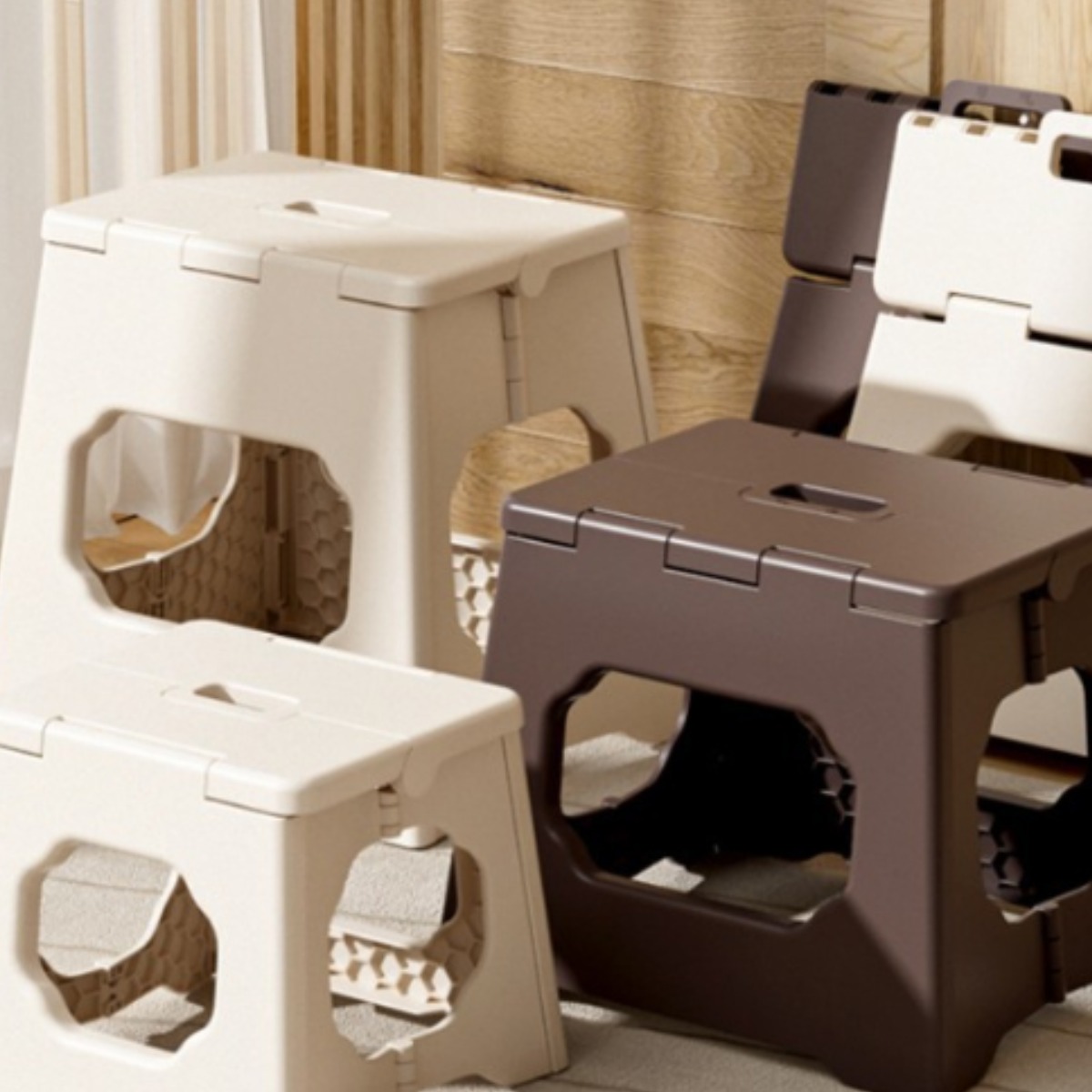 안전잠금 접이식 의자 플라스틱 폴딩 체어 휴대용 간이, 브라운 9,900원