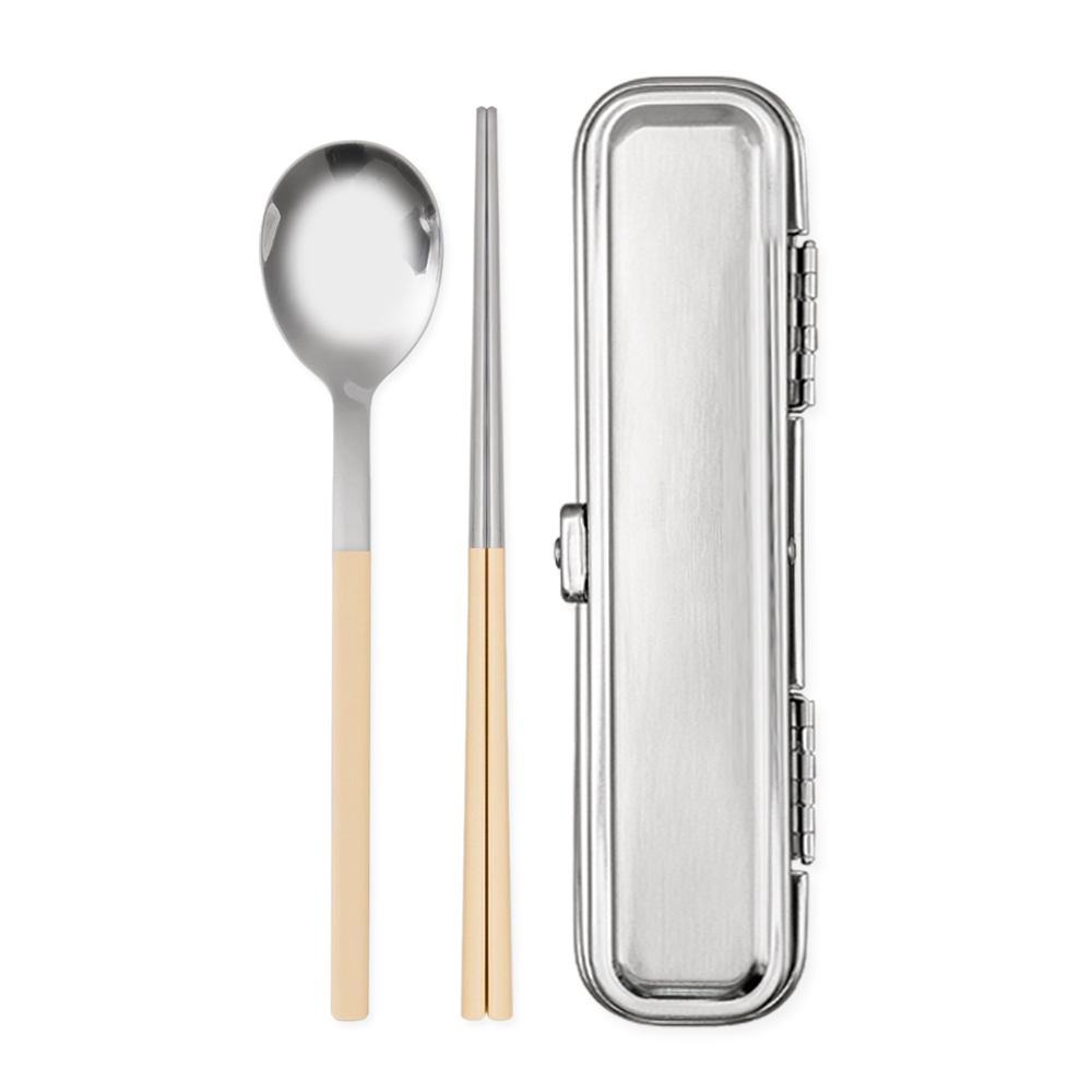 강력한 코팅력 식세기 가능한 젠 컬러 올스텐 아동 수저 + 무소음 스텐수저통 세트, 1세트, 수저+수저통, 크림옐로 22,400원