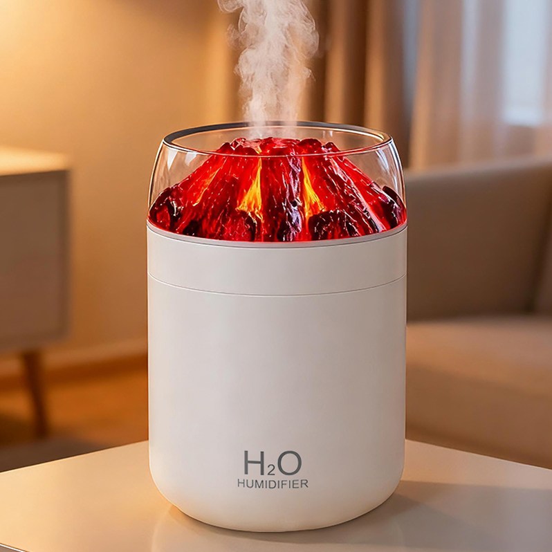 KLIFE 탁상용 충전식 미니 가습기  자취방필수 휴대용 감성무드등 초음파 무소음 화산등 가습기 12,470원