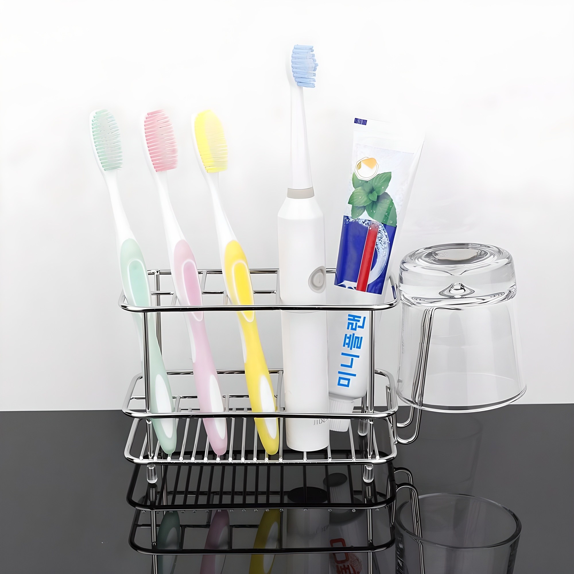 미니플랜 스텐 칫솔꽂이 무타공 칫솔 거치대 스탠드 벽걸이 겸용 11,490원