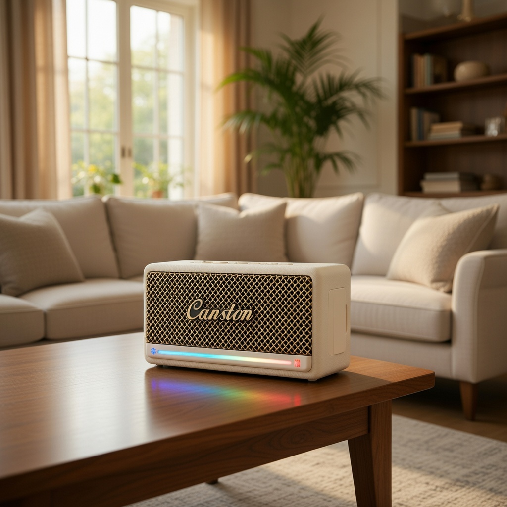 캔스톤 오로라 무드라이팅 우퍼 블루투스 스피커 감성 인테리어 캠핑 방수 스피커 M77BT, 라이트베이지, CANSTON AURORA M77BT 69,800원