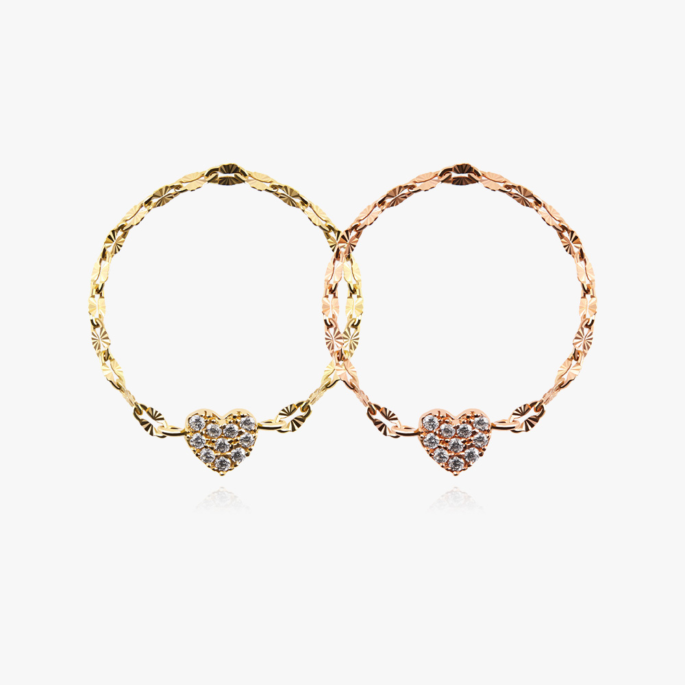 엘렌쥬얼리 14K 롤리 하트 큐빅 아스타 체인 금 반지 89,000원