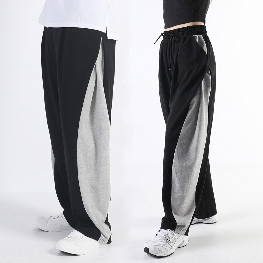 아우라큐 2타입 사이드턱 배색 와이드팬츠 남여공용 와이드 트레이닝 팬츠 23,900원