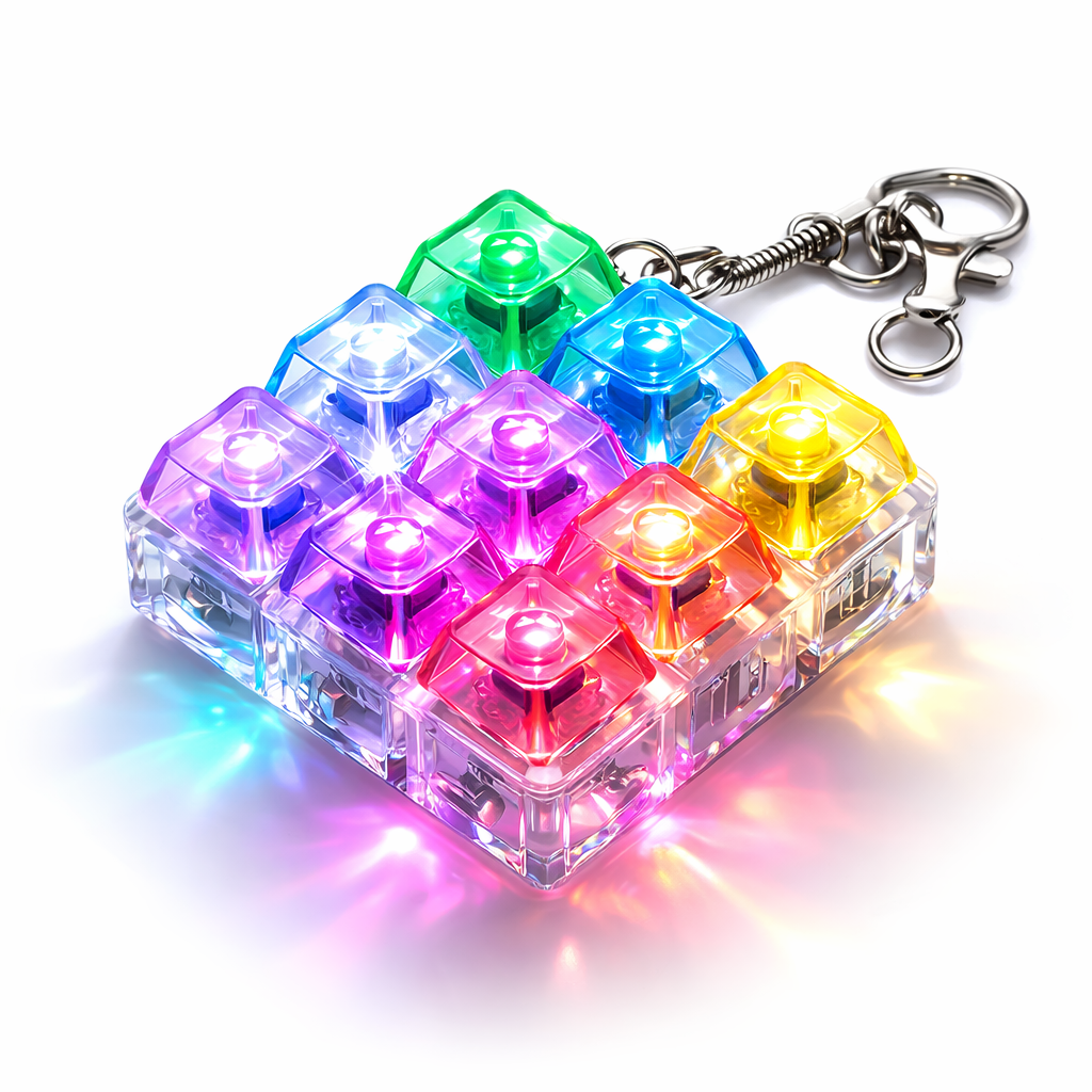 LED 키캡 키링 9구 RGB 딸깍키링 기계식 미니 키보드 키링, 멀티, 1개 12,300원