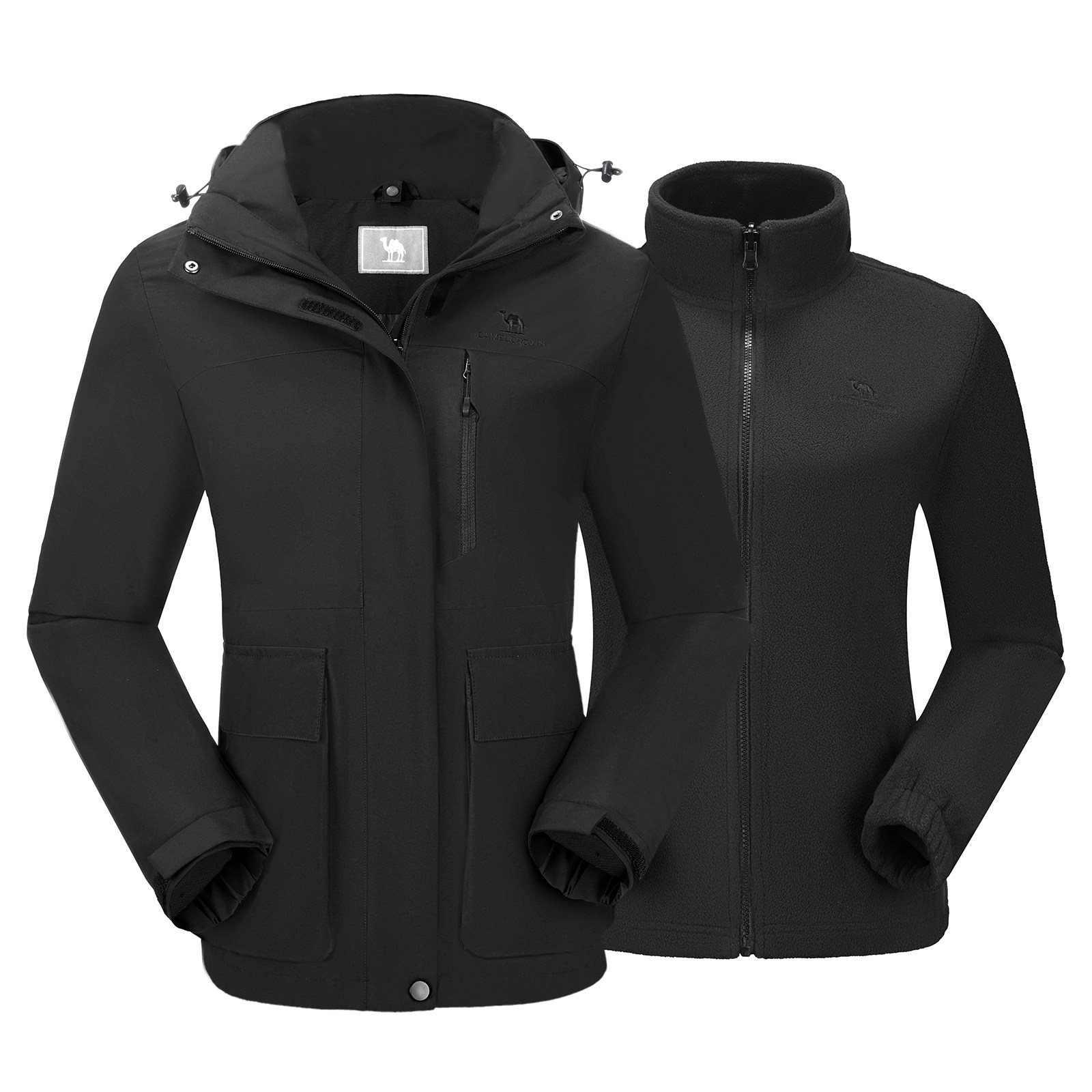 CAMEL CROWN 3in1 집업 바람막이 재킷 여성 점퍼 겨울 방한 야상 도톰 바람막이 등산복,블랙 86,220원
