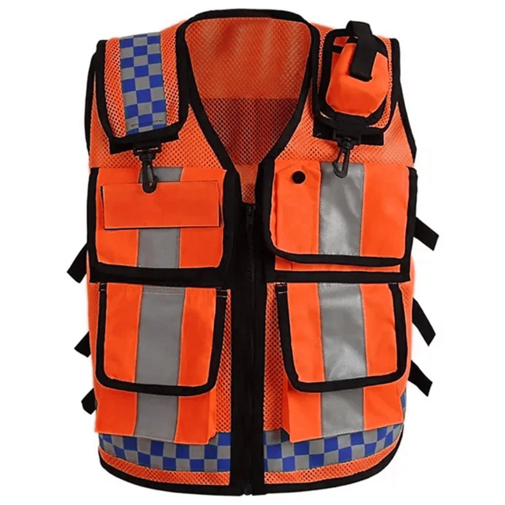 [WORKSGEAR] 웍스기어 무전기 메쉬 체크반사 경찰형 안전조끼 (오렌지), 주황, 1개 23,900원
