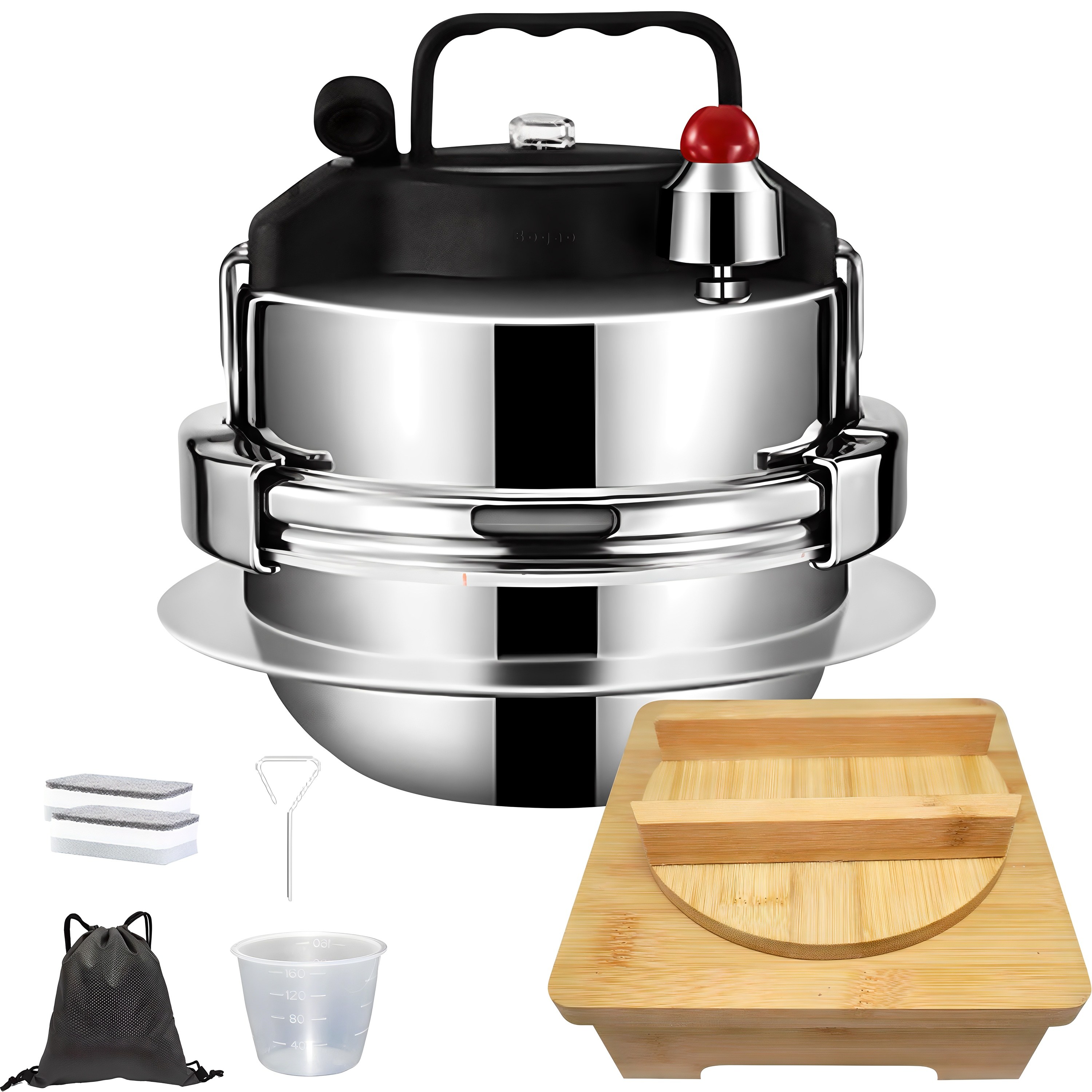 Bogao 소형 압력밥솥 누룽지밥솥 5분누룽지 가마솥 1-2인용 자취용 캠핑용 가스레인지 압력밥솥 인덕션 압력솥세트 추천 스텐압력밥솥 C76, 0.8L, 1개, 은색 98,000원