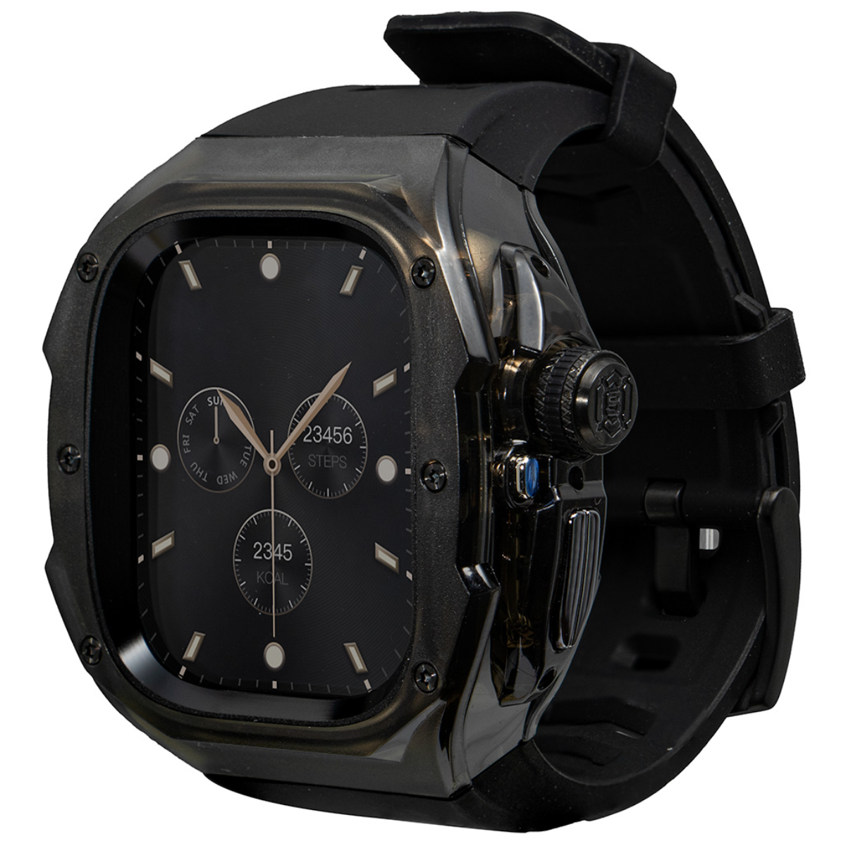 애플워치 울트라1/2/3 호환 일체형 티타늄 메탈 버클 스트랩 실리콘 밴드 풀커버 보호 케이스 세트 49mm, 블랙 블랙 63,700원