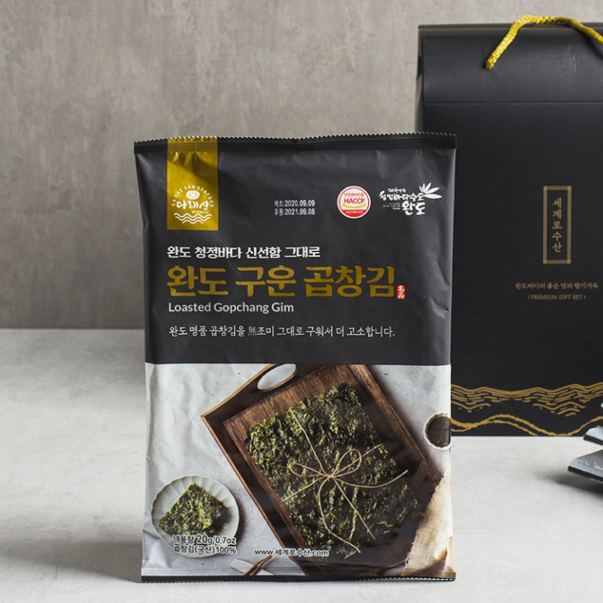 완도 구운곱창김 20g 6매 20봉 무조미김 대용량 바삭한 국산김 도시락 반찬용 국산김 완도김, 20개 50,000원