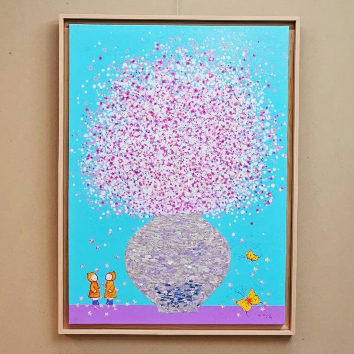 복들어오는 그림 이장옥 원화 - 인연 달 항아리 원목액자 힐링 풍수 인테리어 그림액자 3,000,000원