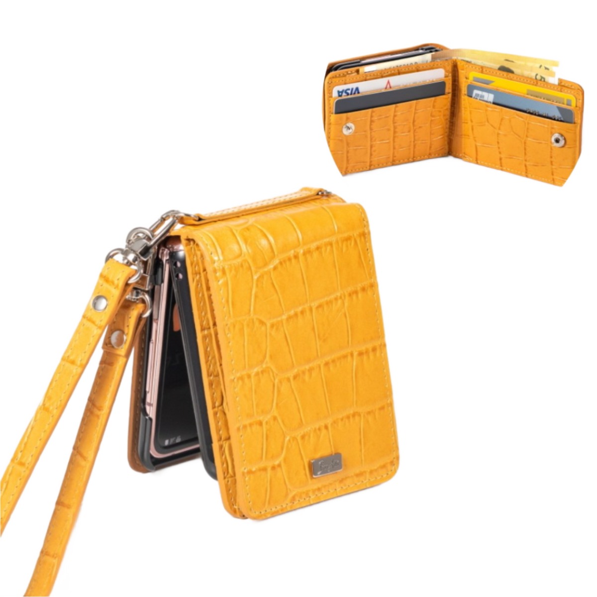 본아띠 갤럭시 Z플립4 메티스 천연소가죽 악어 크로커다일 지폐 카드6장 지갑형 핸드폰케이스 64,800원