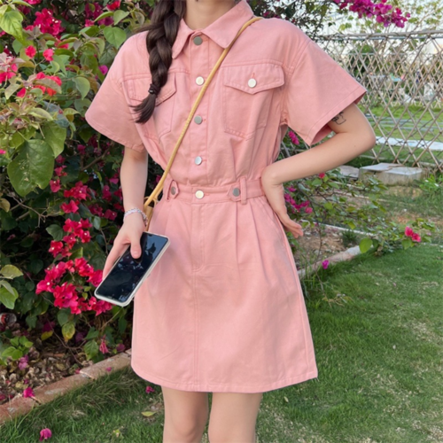 리얼제이드 여름 반팔 카라 원피스 포켓 버튼 뒷밴딩 셔츠 미니원피스 31,280원