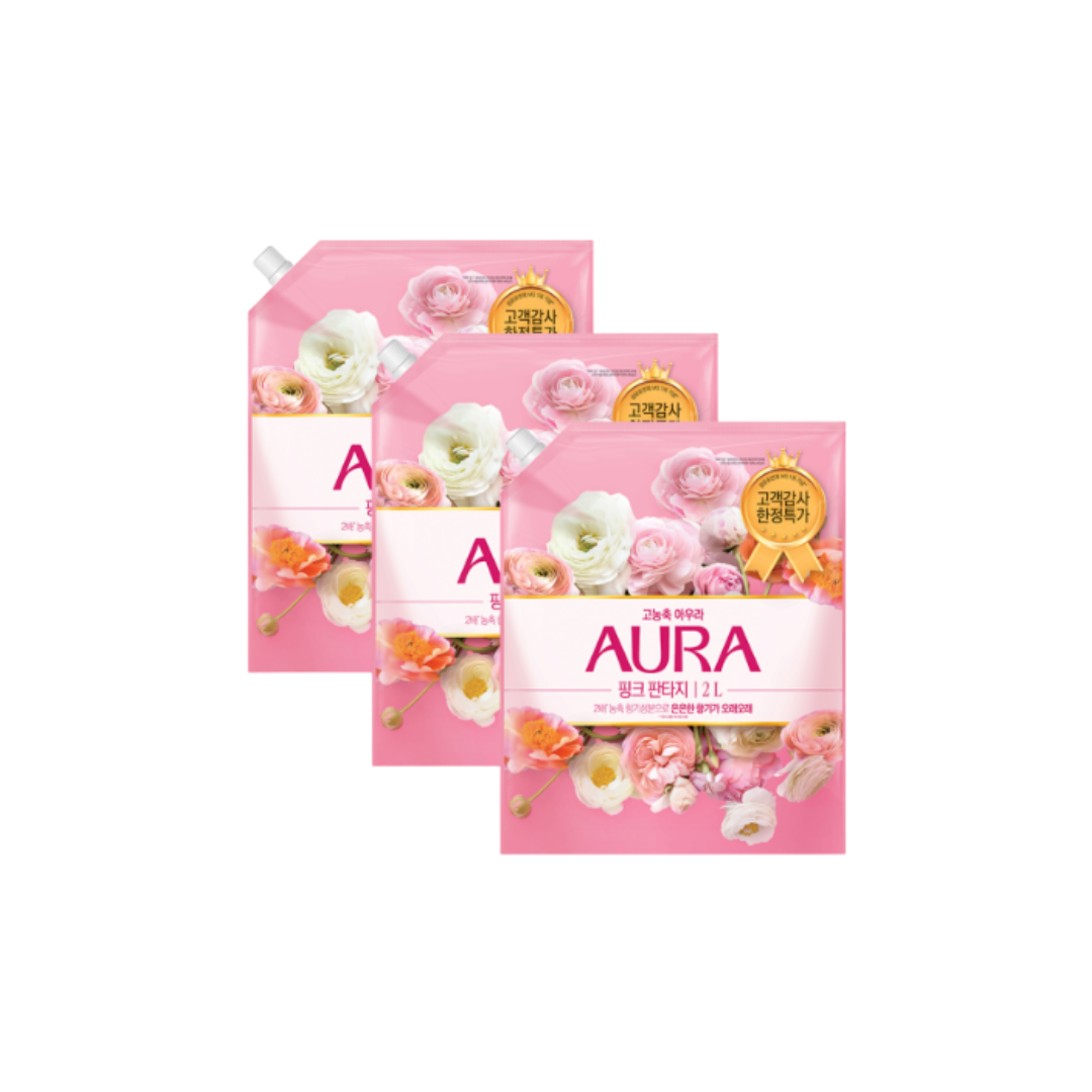 아우라 고농축 섬유유연제 핑크 판타지 2L, 3개, 2L 17,500원