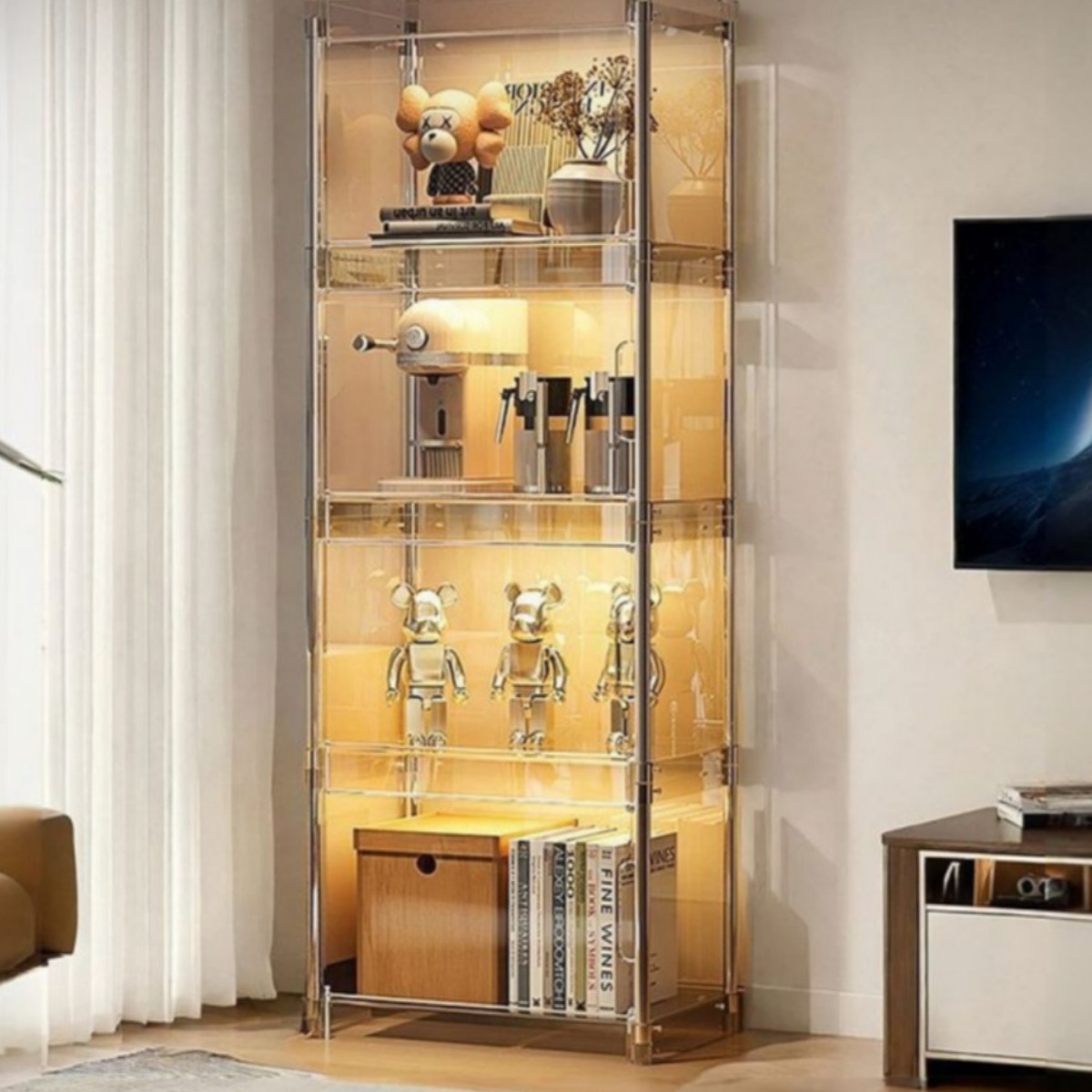 ClariBox 아크릴 피규어 진열장 인형 조명 보관함 LED 리모컨 쇼케이스 전시장 소형 대형, 1개 145,900원