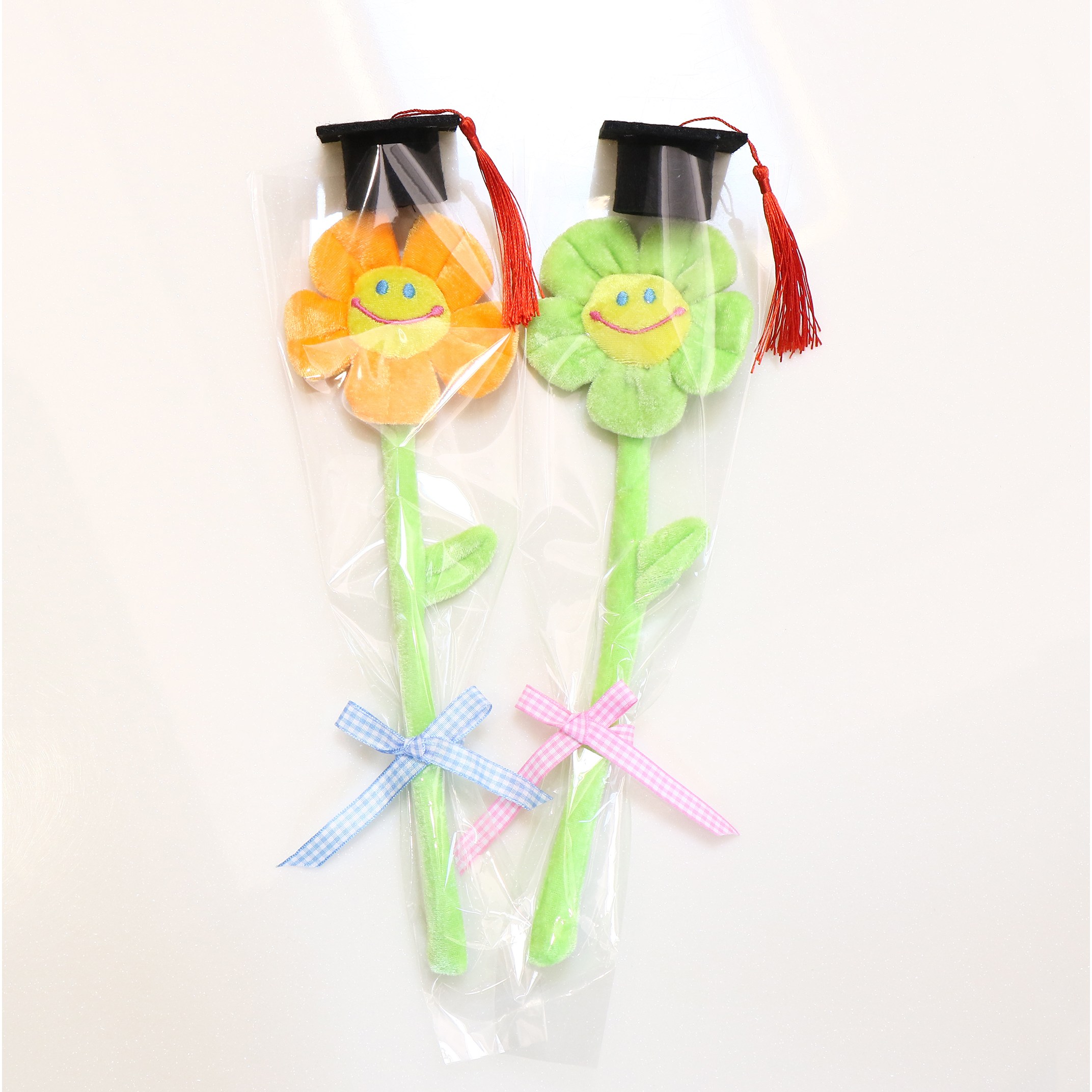 봉봉러브 스마일 꽃 해바라기 꽃 플라워 철사 미니 인형 졸업식 꽃다발 오토바이 자전거 장식, 1개, 투명비닐+리본(스마일 꽃 미포함)) 400원