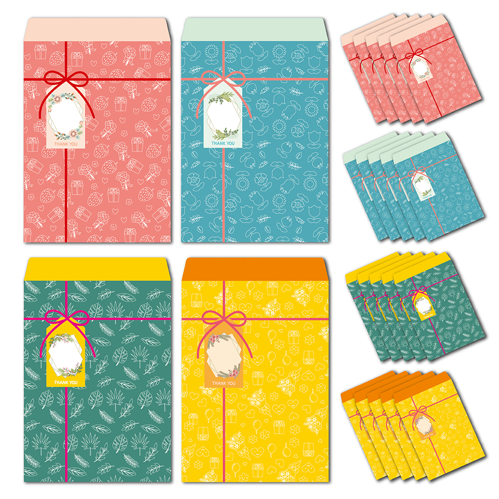 연두앵두 접착형 양면테이프 리본택 메모 기프트 종이백 중봉투 4종 x 6p 세트 9,700원