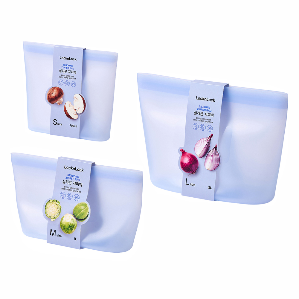 락앤락 실리콘 지퍼백 3종 세트 블루 28,800원