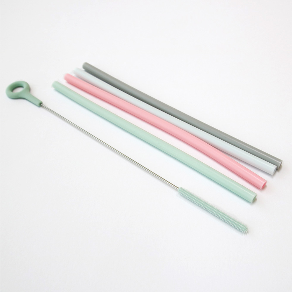 파미레 실리콘 빨대 4P + 세척솔 1P 세트 스트로우 빨대 솔, 1세트, 그레이 8,600원