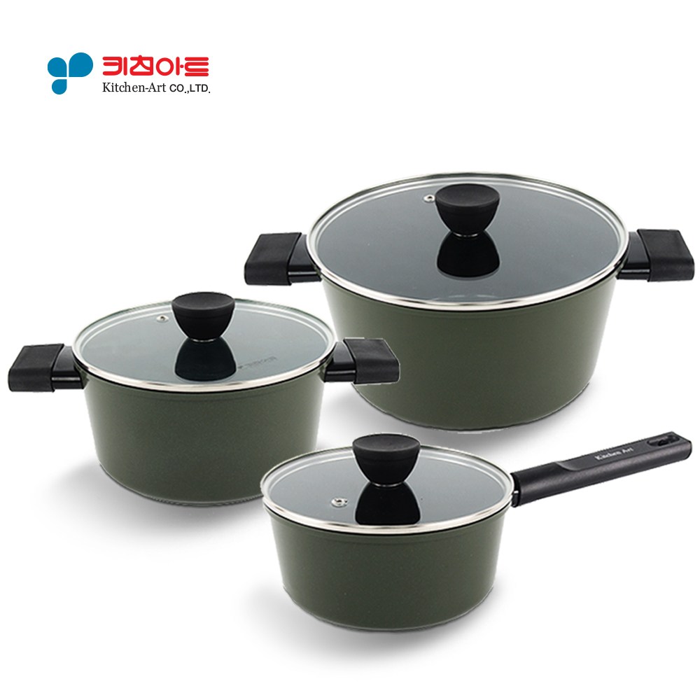 키친아트 소렐핏 IH 인덕션 세라믹 코팅 냄비 3종세트 / 18편수+20양수+24양수, 1개, 단일, 18편수＋20양수＋24양수 74,990원