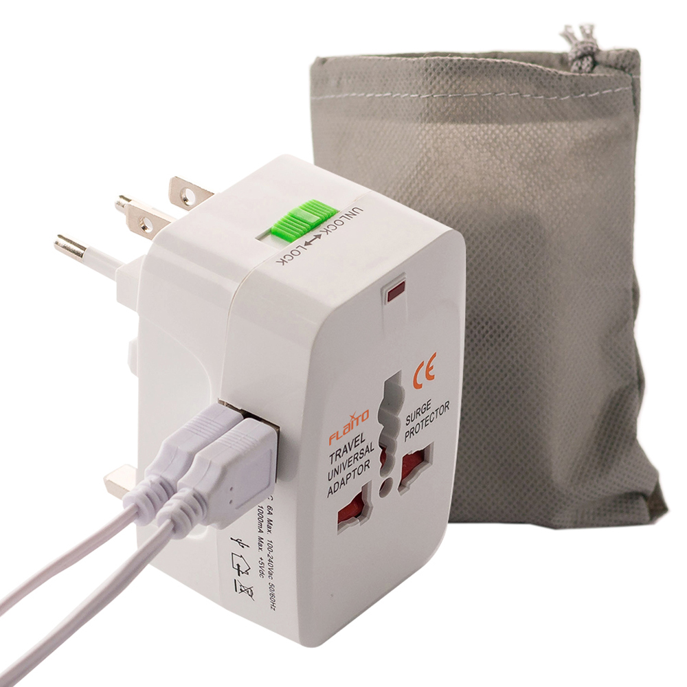 플라이토 여행용 USB 2포트 멀티어댑터 JS-1004 + 파우치, 1세트 7,500원