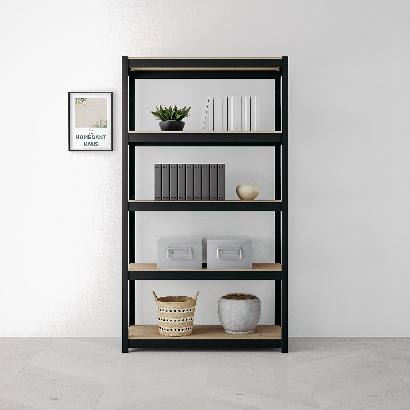 홈던트하우스 철제 선반 조립식 무볼트 앵글, 블랙, 5단 132,600원