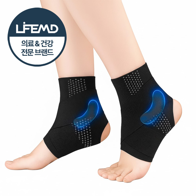 라이프엠디 1+1 얇은 초슬림 스트랩 발목 보호대 2개 스포츠 헬스 고탄력 관절 보호 압박 밴드 인대 안전 서포터 기능성  아대, 현재가 9,800원