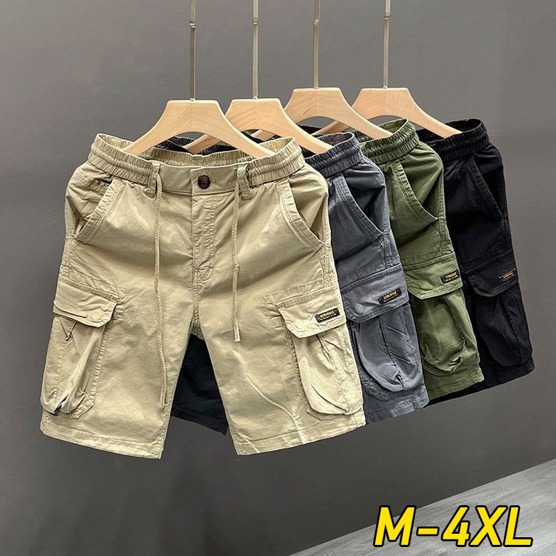 WEIHAN 남성 와이드핏 카고 반바지 캐주얼 5부 밴딩 팬츠 여름 반바지 데일리룩 24,900원