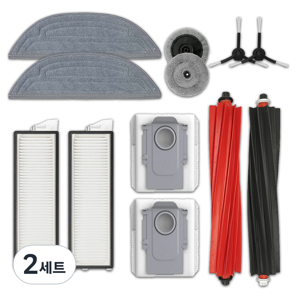 멋진공간 로보락 S8 MaxV Ultra 호환 물걸레 2p + 엣지 물걸레 2p + 사이드브러쉬 2p + 교체용 필터 2p + 메인브러쉬 2종 + 더스트백 2p 소모품 세트, 2세트, 단일상품 45,800원