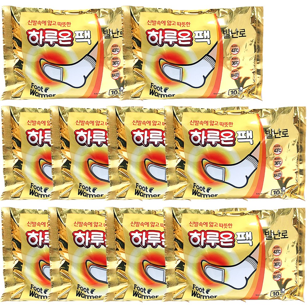 하루온 발난로핫팩(10매입/5족)- 10팩/붙이는핫팩 한국산 핫팩, 1세트 37,700원