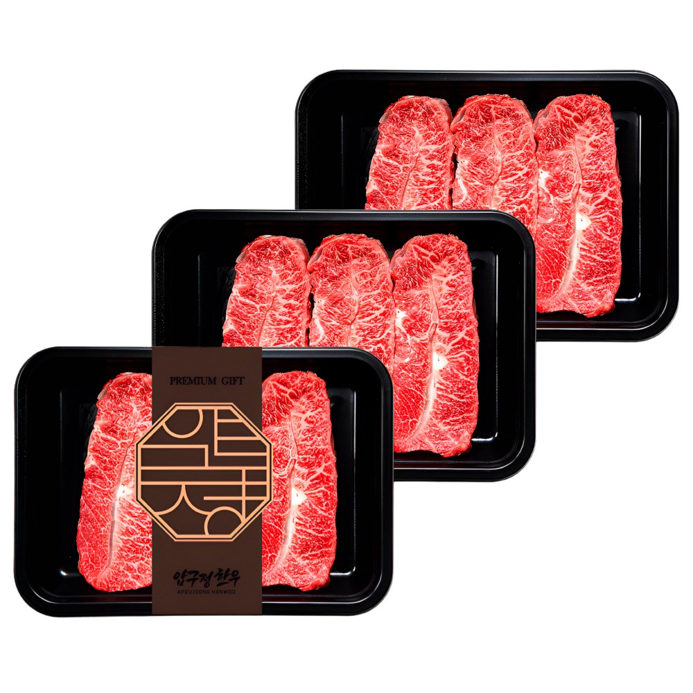 [냉장] 한우 부채살 구이용 1++(7이상) 600g(200gx3) 특수부위 스테이크 바베큐 캠핑 투뿔한우 마장동 프리미엄 소고기 | 압구정한우, 200g, 3개 118,900원