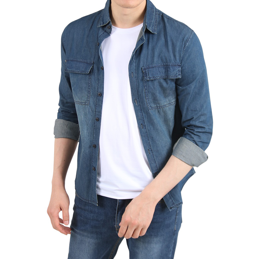 남성용 시원하고 가벼운 워싱 청 남방 셔츠 YXCC116, 현재가 18,420원