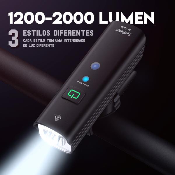 CYCLAMI SoRider 자전거 전방 조명 헤드라이트, BR 2000 AI 1200 루멘, 고휘도 다기능 도로 MTB 사이클링 안전 26,360원