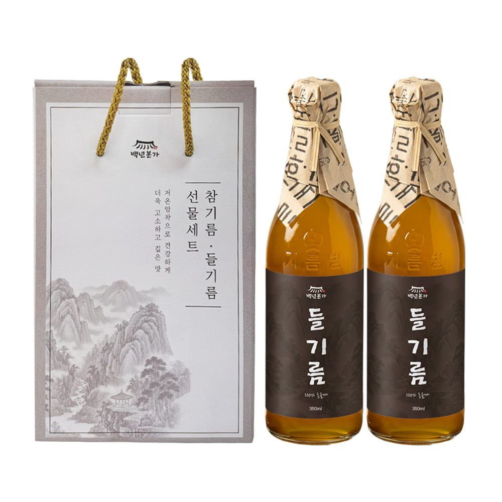 백년본가 저온압착 프리미엄 들기름350ml+들기름350ml 선물세트, 1세트, 350ml 29,300원