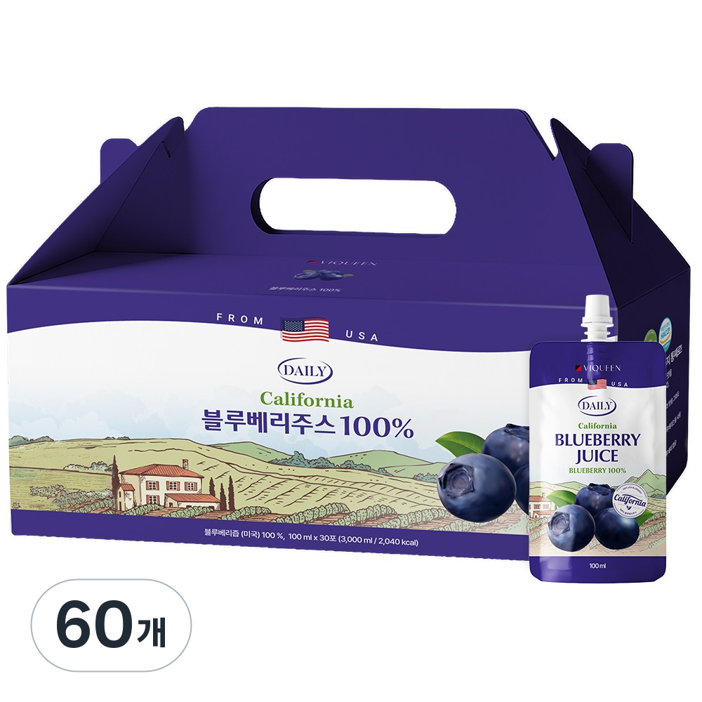바이퀸 100% 블루베리 주스 즙 원액, 60개, 100ml 49,800원