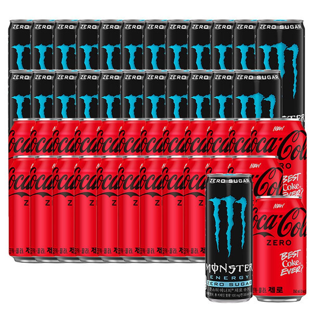 몬스터 에너지 제로슈거 355ml 24캔+코카콜라 제로 350ml x 24캔 92,020원