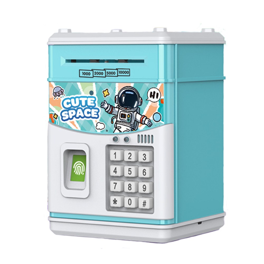FOOI NEW 지문인식 사운드 ATM 저금통 지폐 저금통 미니금고, 블루 우주인, 1개 22,540원