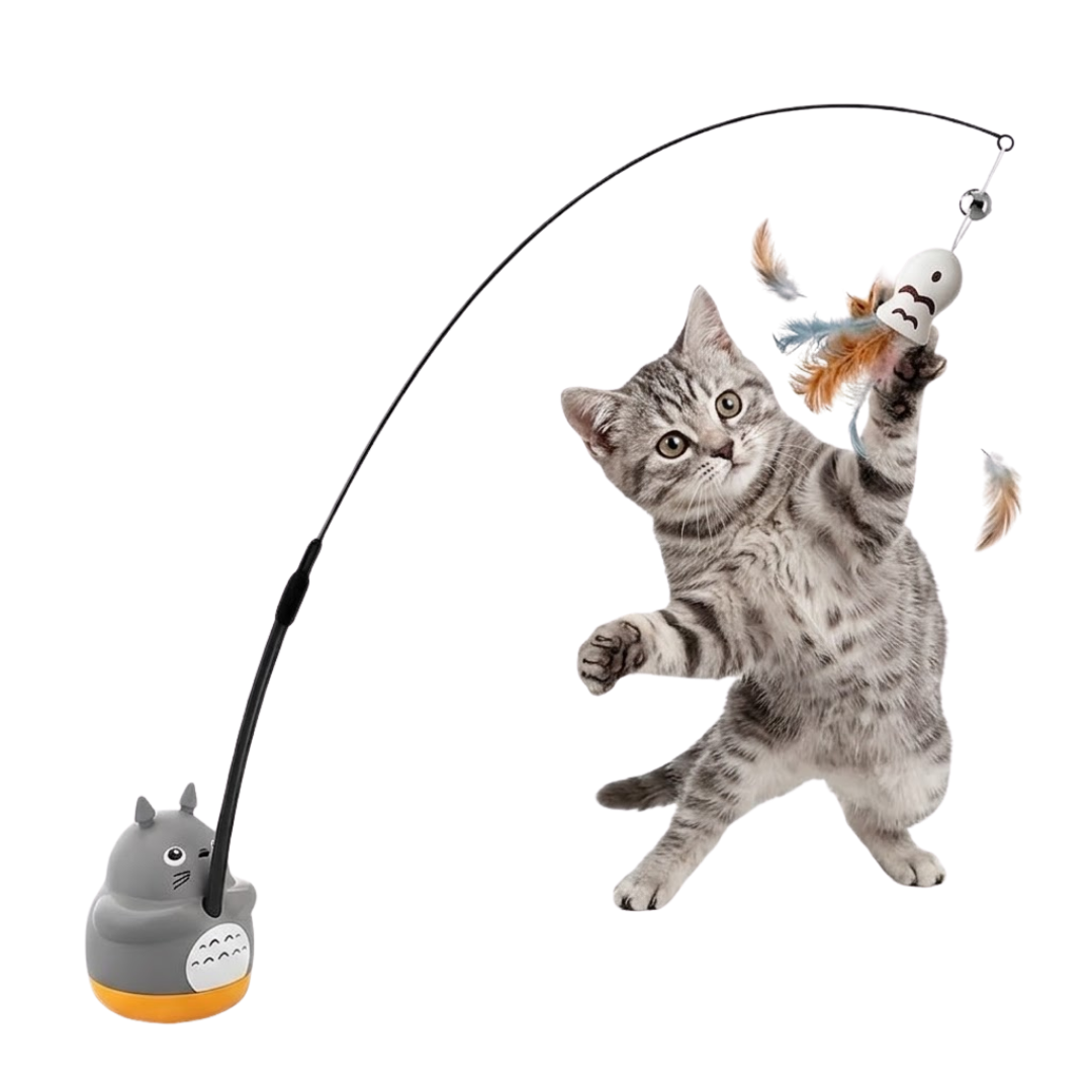 펫티트 고양이 자동 회전 낚시대 장난감 깃털 흔들림 유도, 1개, 베이지 12,000원