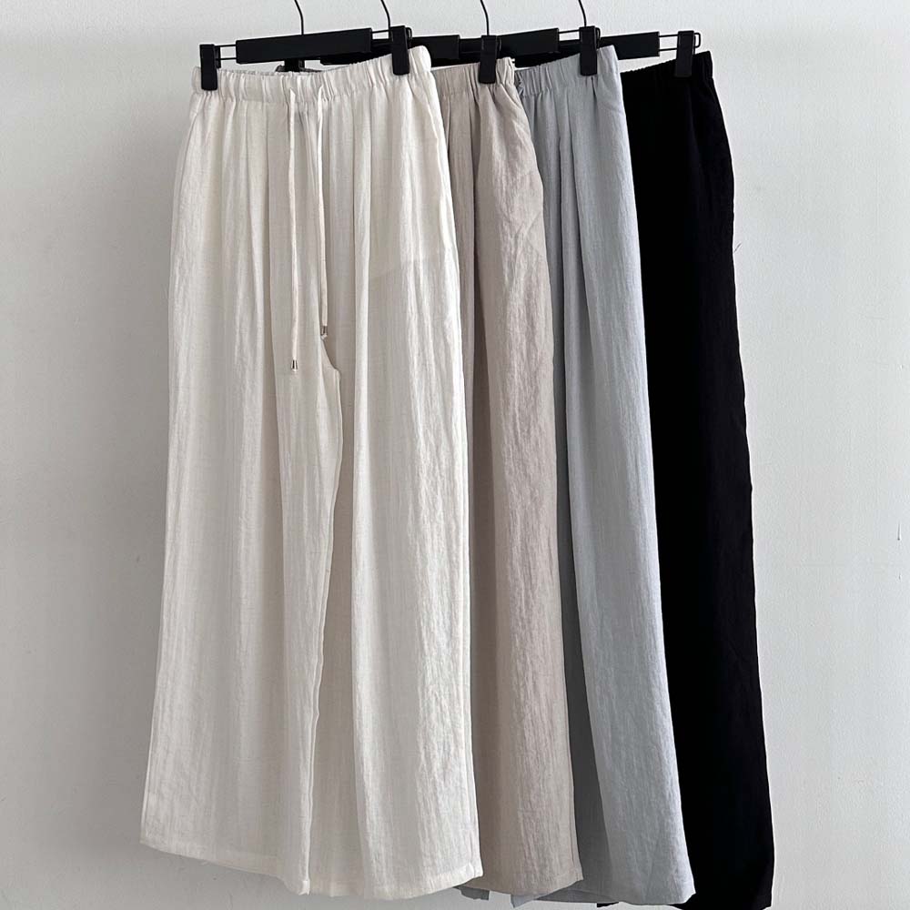 더헤이만 린넨팬츠 휴양지룩 여성 여름 정장바지 여자 밴딩 와이드 일자 슬랙스 시원한바지 60,660원