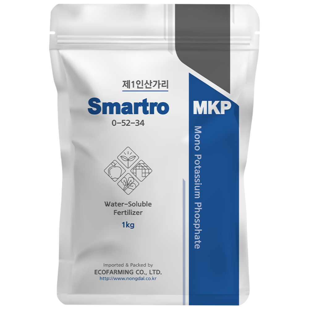 소포장 스마트로 수용성 제1 인산가리 비료 웃자람방지 억제제 관주용 엽변시비 칼륨 복합비료, 1kg, 1개 13,300원