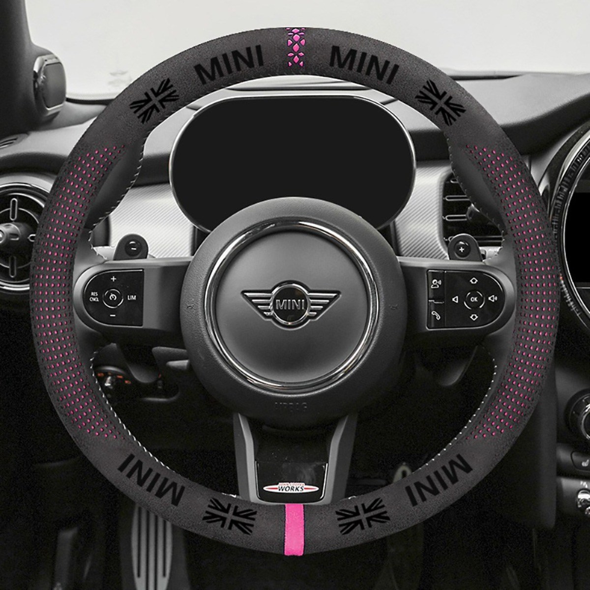 [도우팩토리]미니쿠퍼 알칸타라 타공 핸들커버, 미니쿠퍼 전차종 공용, 미니쿠퍼 3세대, 미니쿠퍼 2세대, 미니쿠퍼 용품, 미니쿠퍼 인테리어용품, 3.핑크 28,000원