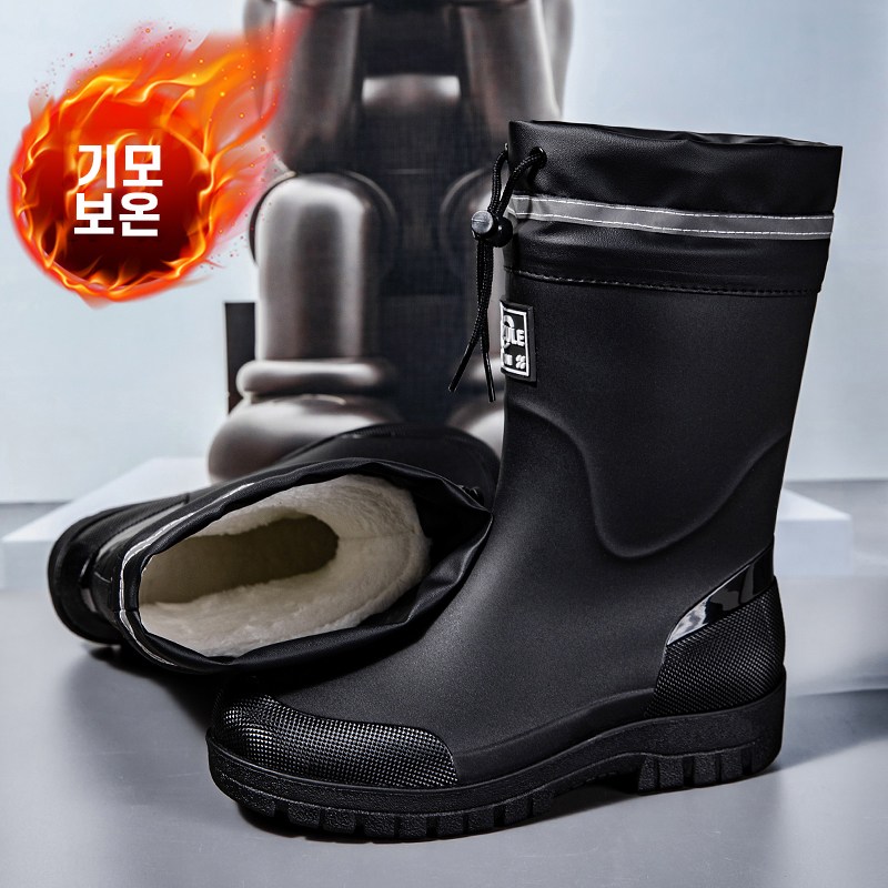 TIMEPURE 남성용 독일식 중통 레인부츠 조거형 보온형 낚시 갯벌화 두꺼운창 마모방지 워킹화 주방 야외 방수 미끄럼방지 작업용 고무부츠 18,900원