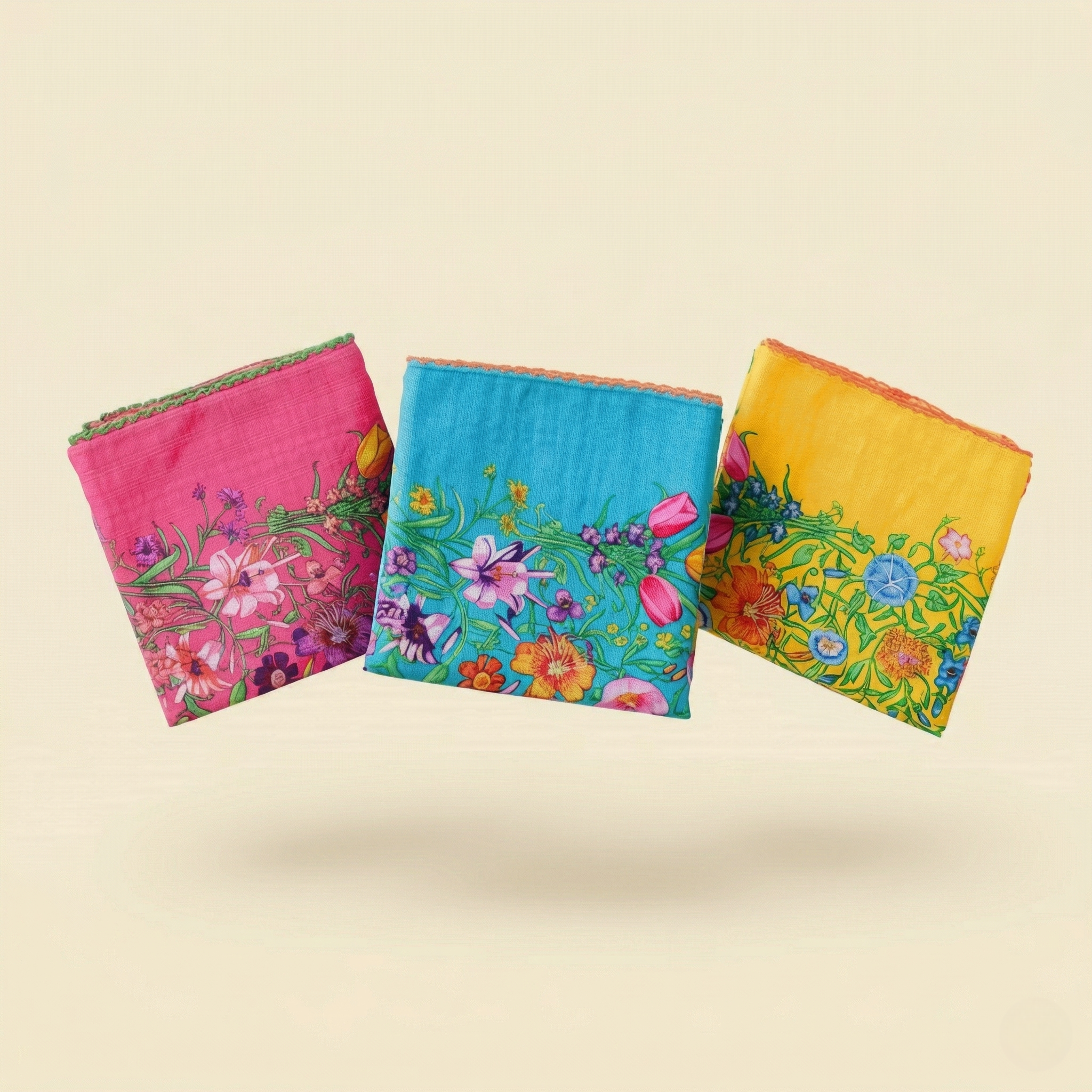 이레터치 국산 여성 손수건 자수 면 3장세트 개별포장 플라워패턴 24,800원
